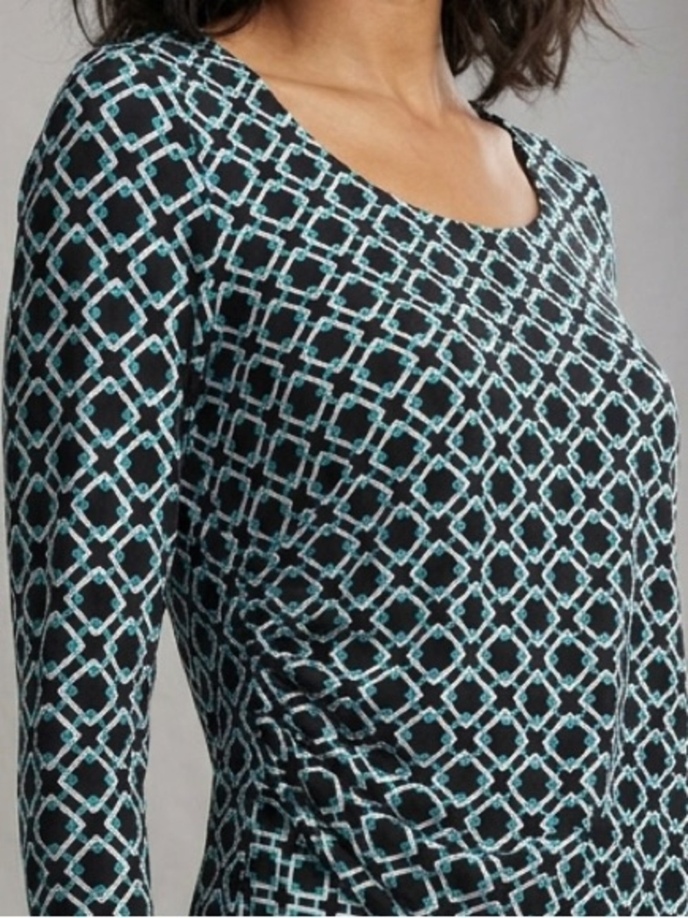 Nygard Geometric Print Ruched Top